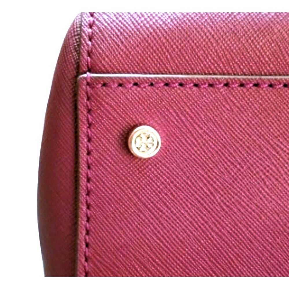 TORY BURCH Maroon Emerson Bag Saffiano Leather Top Zipper Handle Satchel Dk Red - Picture 7 of 15